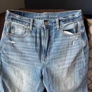 American Eagle Outfitters Blue Mom Jeans with Vintage Fade